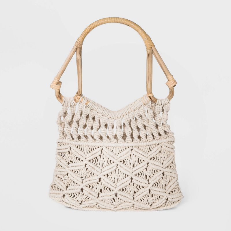 Floral Print Inside Pocket with Zipper Tote Handbag - Universal Thread™ Natural