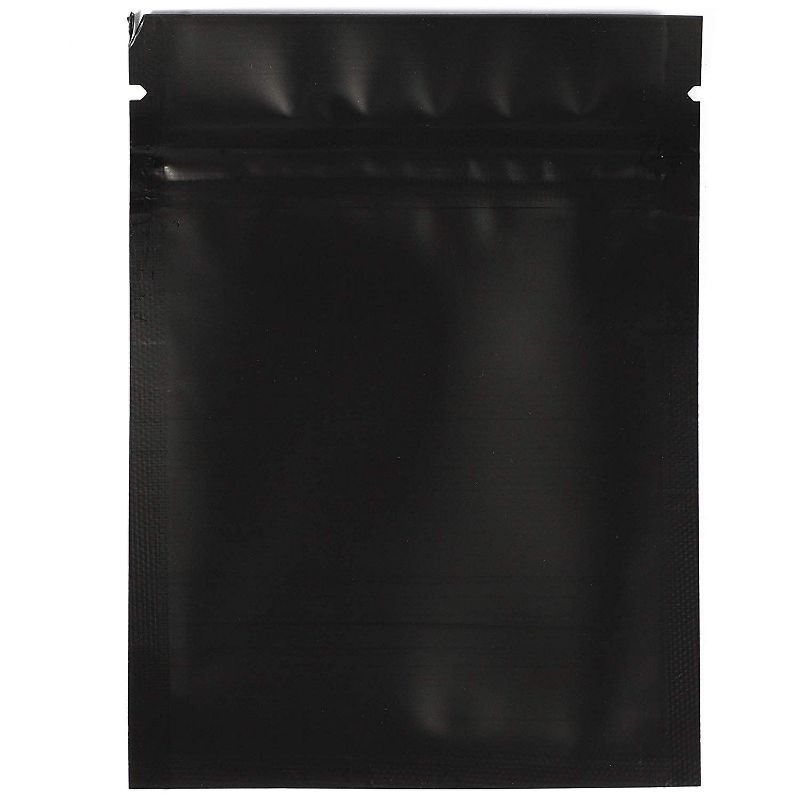 Juvale 100 Pieces Resealable Smell Proof Bags Foil Pouch Bags, Flat Reclosable Bags for Daily Life or Party Supplies, Black 2.9" x 3.8"
