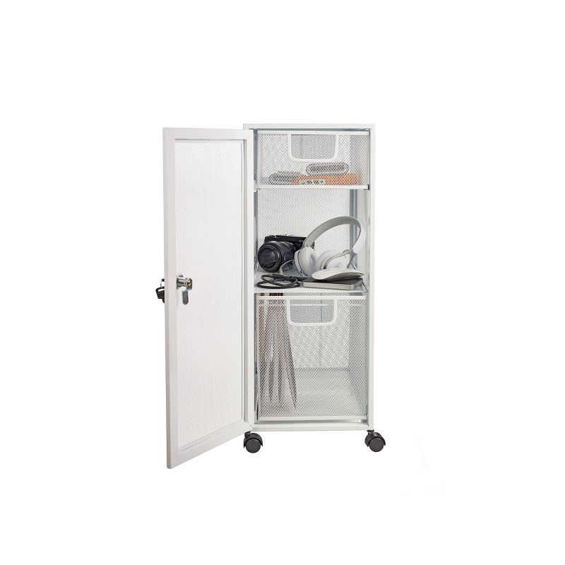 Design Ideas Meshworks Mini Metal Storage Locker, Two Drawers with Lock and Key 10&rdquo; x 14&rdquo; x 25&rdquo;