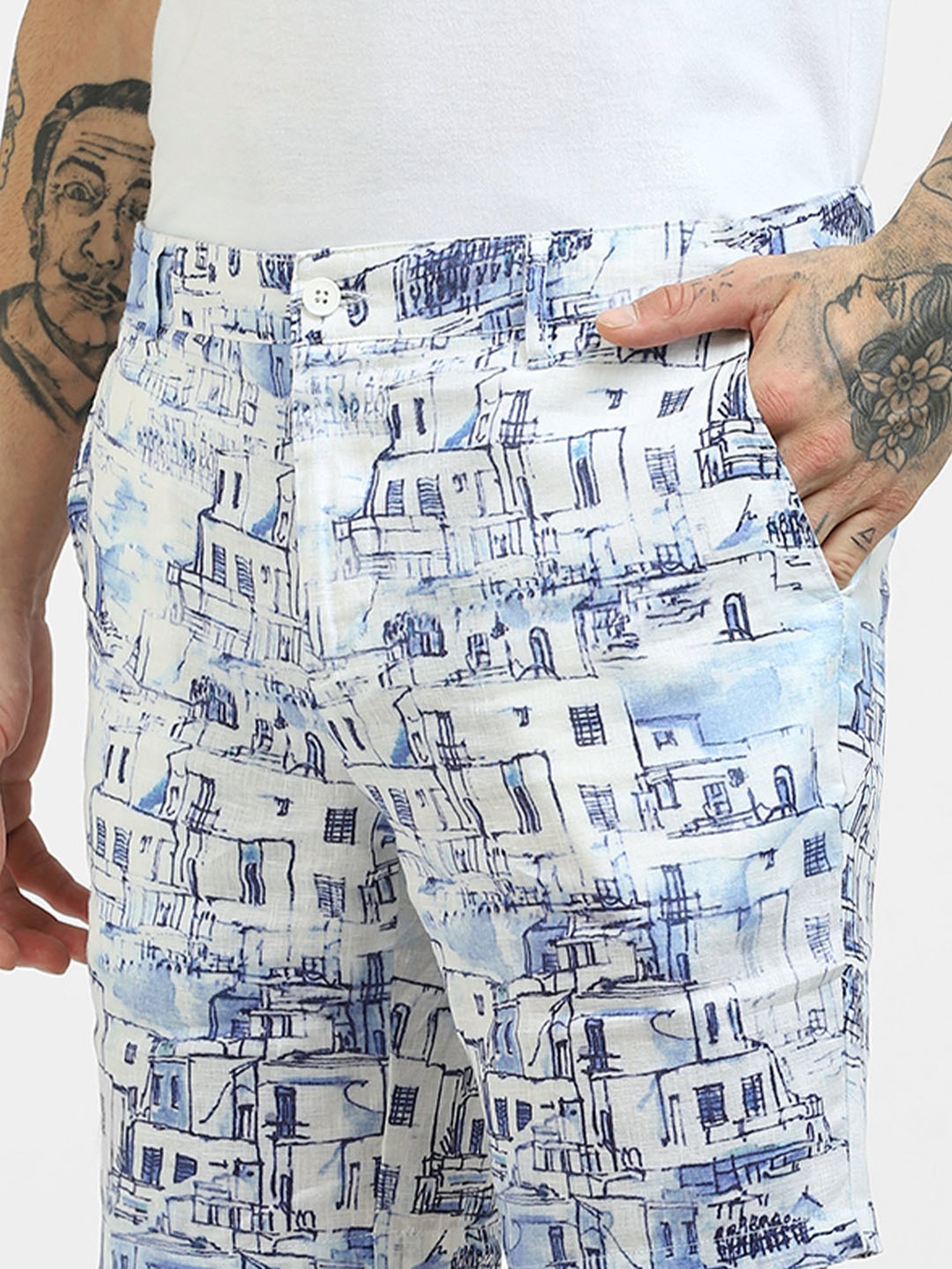 Jack & Jones White Printed Shorts