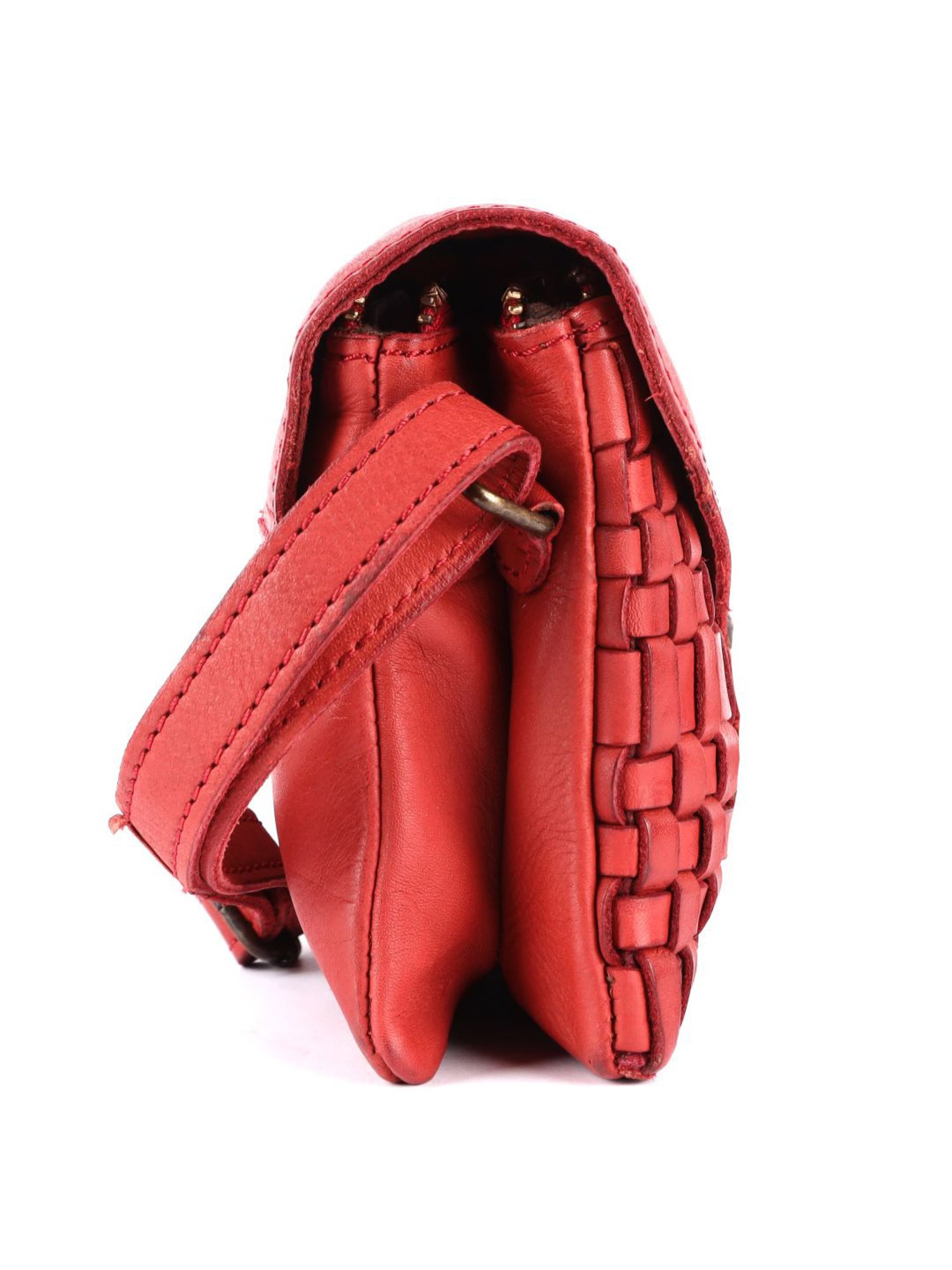 KOMPANERO Mia Red Leather Textured Sling Handbag