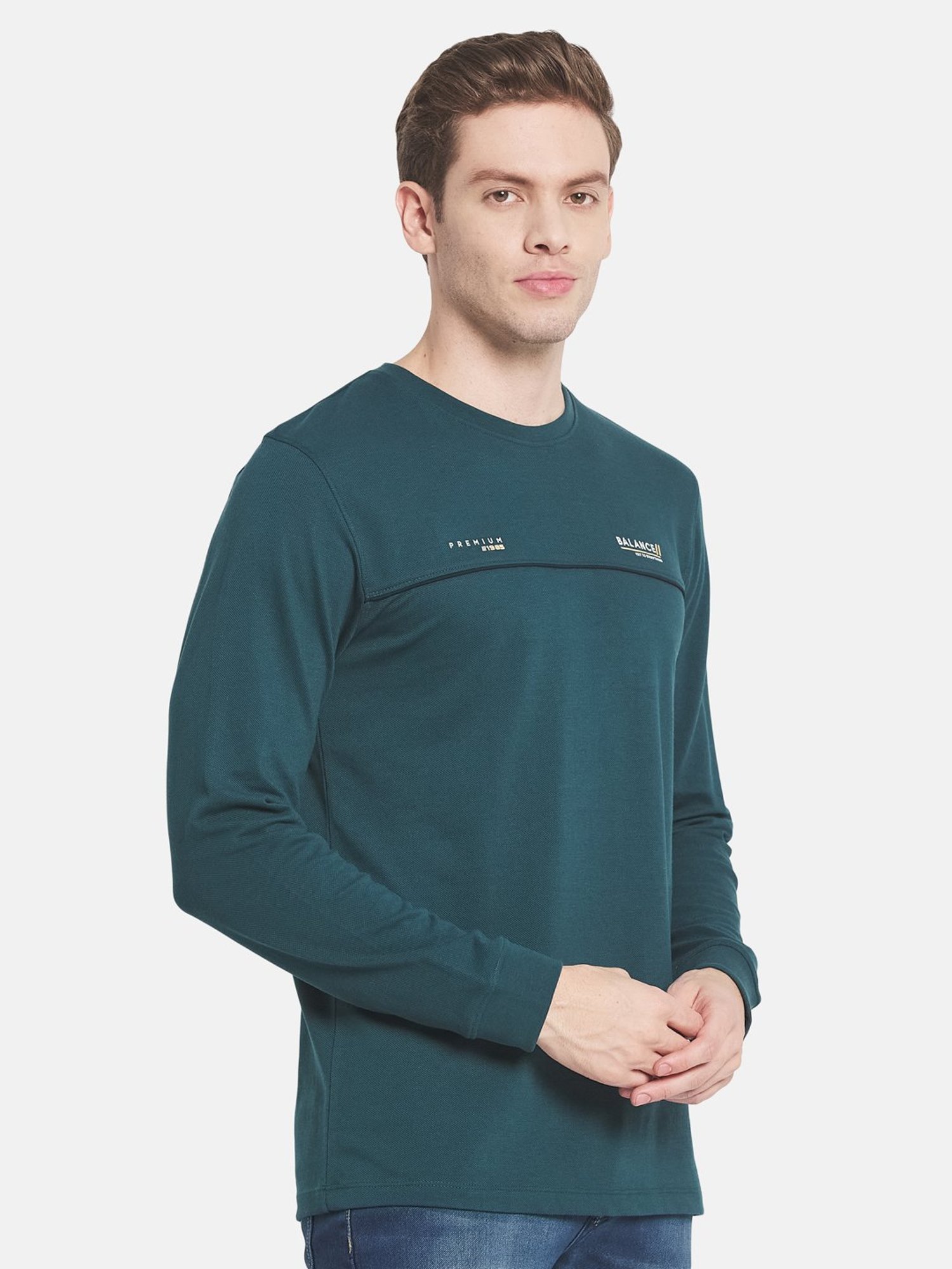 Mettle Green Cotton Regular Fit T-Shirt