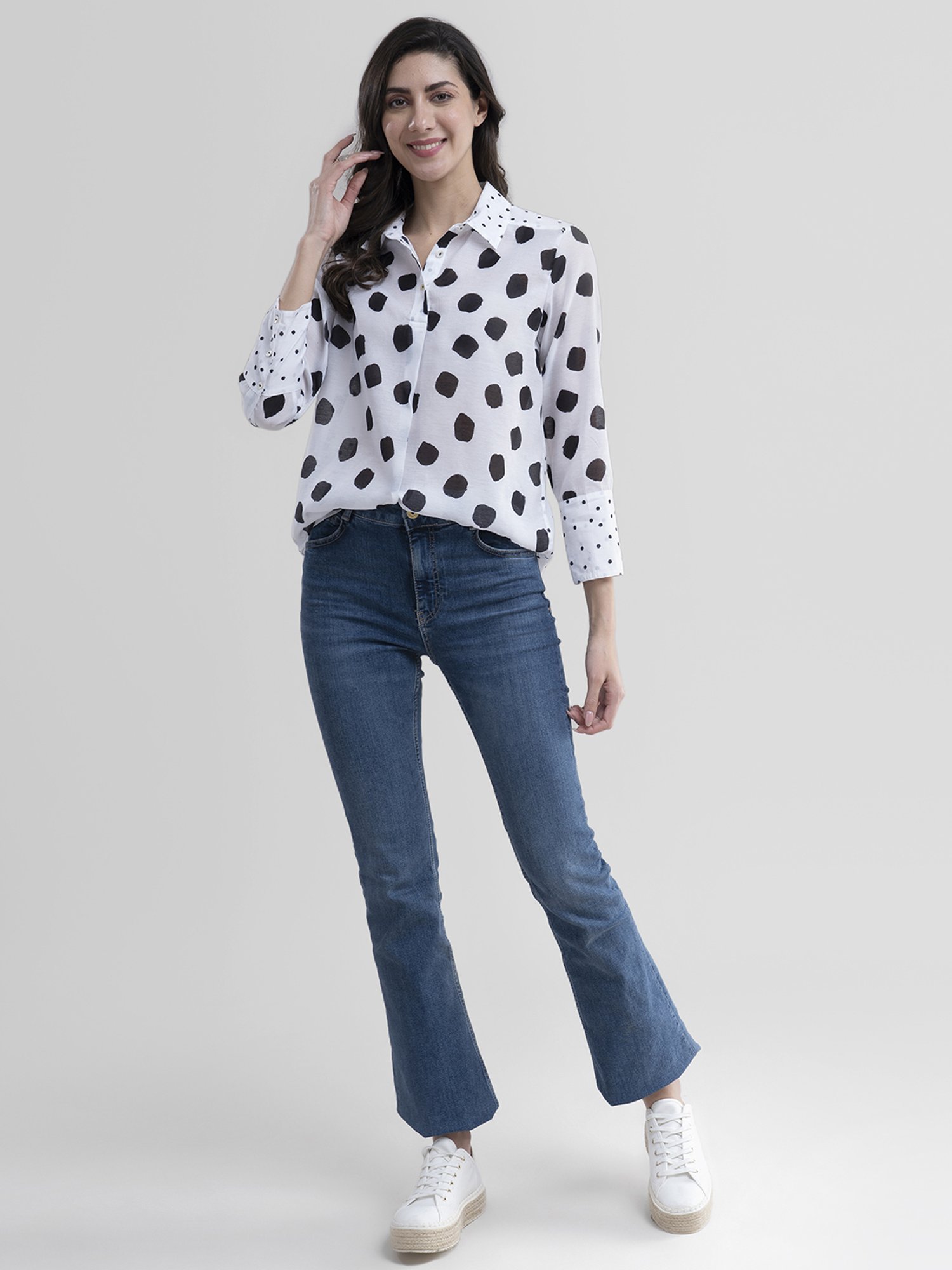 Pink Fort White Printed Shirt