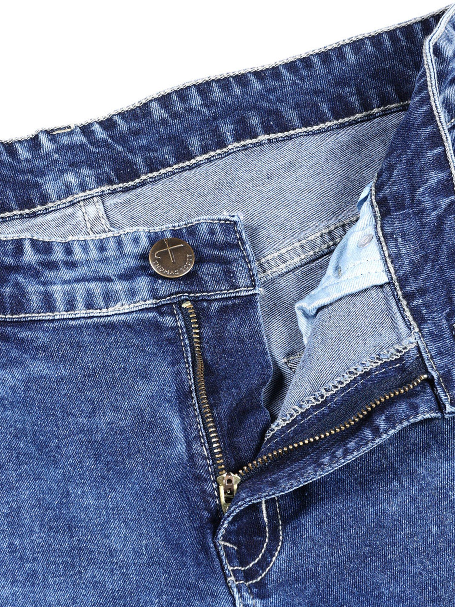 Thomas Scott Blue Slim Fit Lightly Washed Jeans