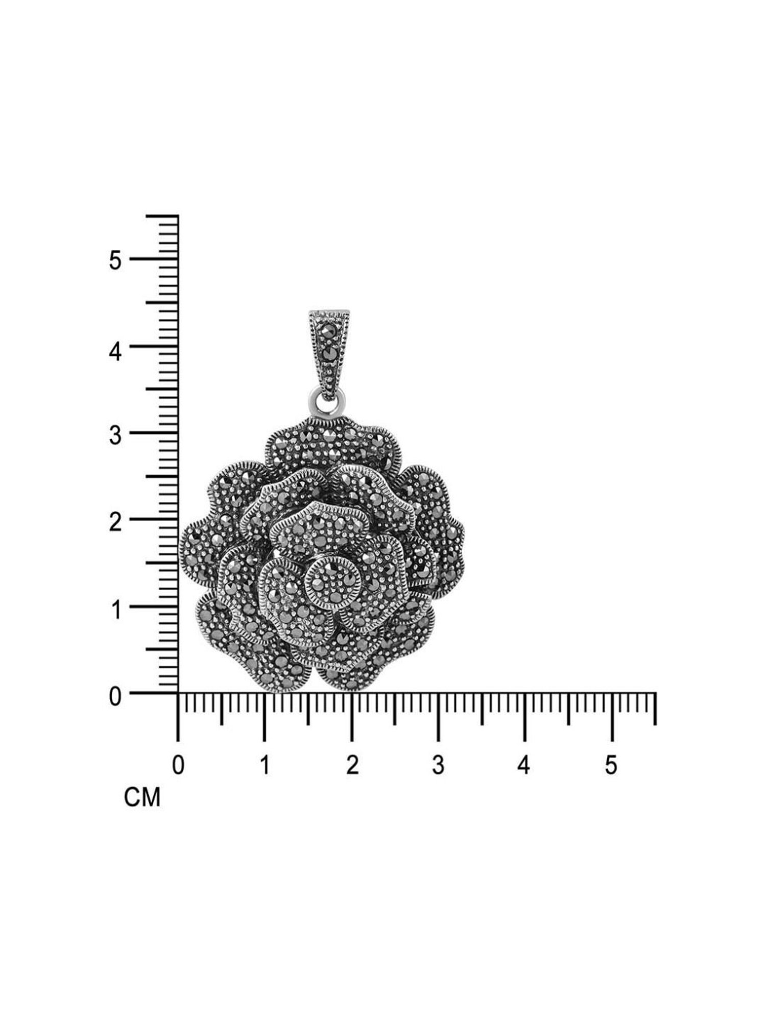 Rihi by P.C. Chandra Jewellers 92.5 Sterling Silver Oxidized Flower Pendant for Women & Girls