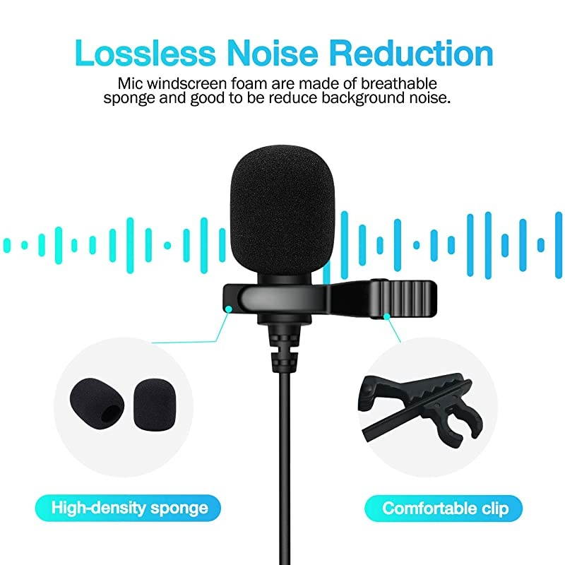 Lapel Microphone Metal Tie Clips Lavalier Microphone Replacement with Foam Windscreen Cover