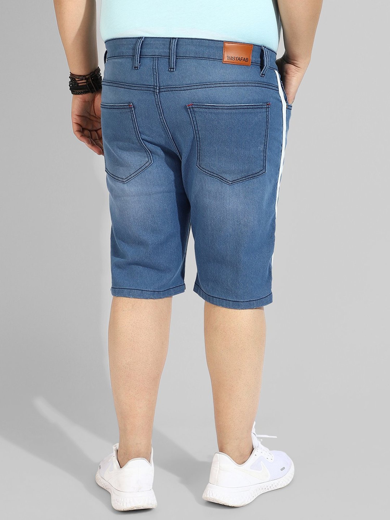 Instafab Plus Blue Regular fit Distressed Plus Size Denim Shorts