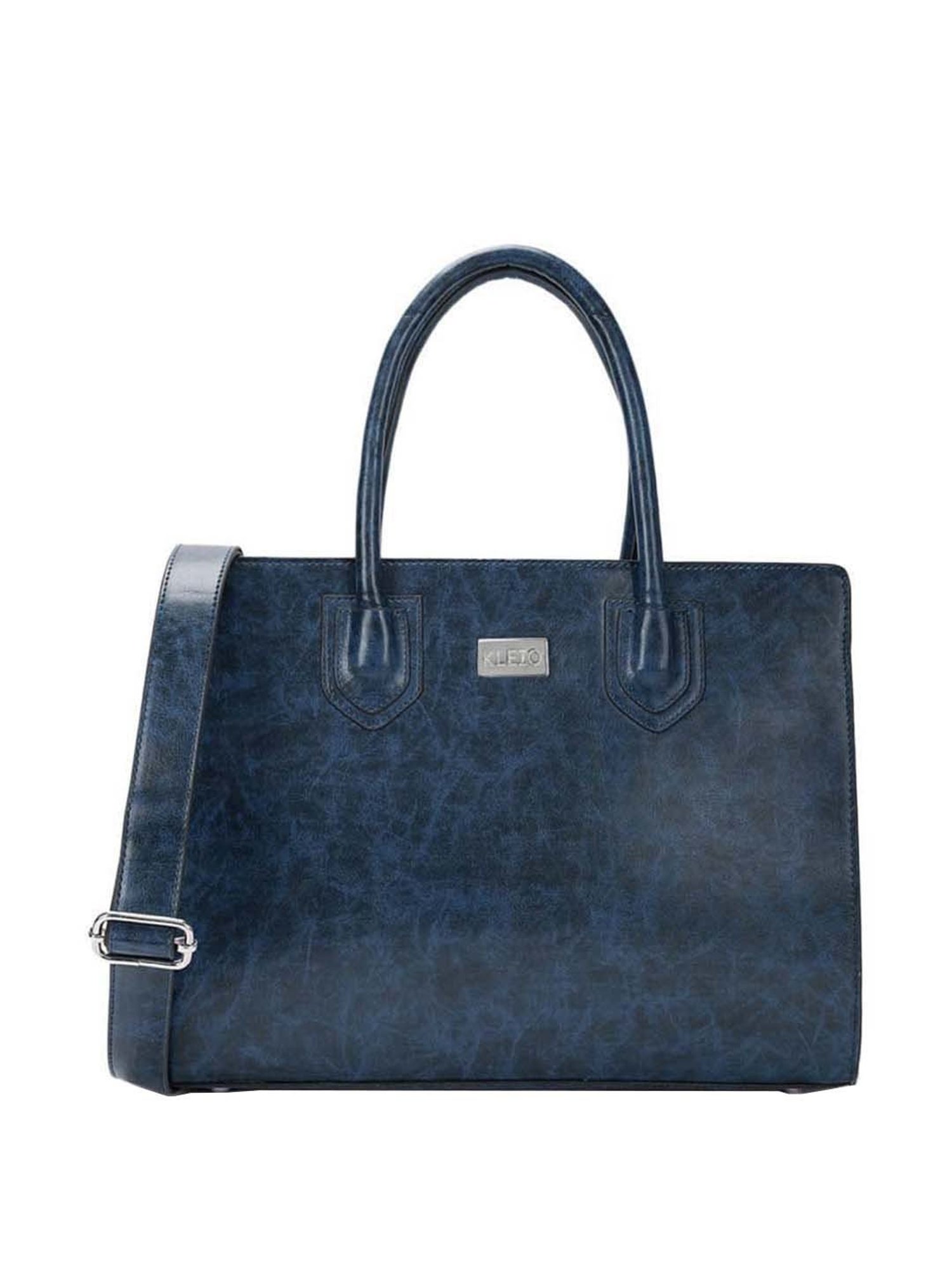 KLEIO Navy Solid Medium Tote Handbag