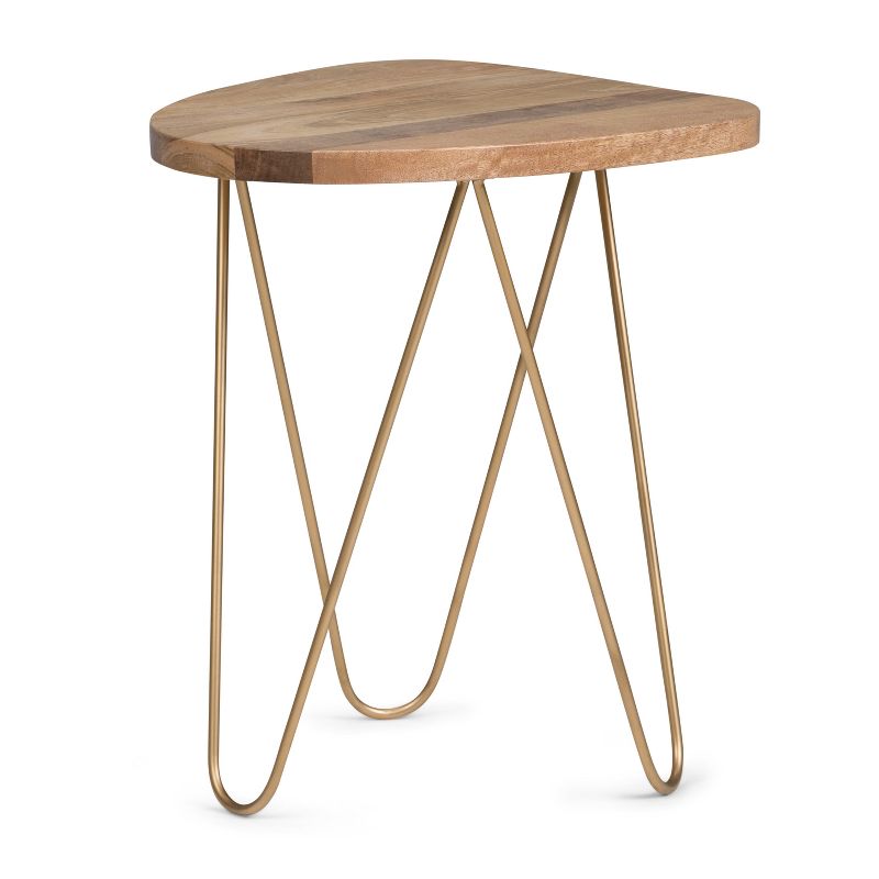 18" Tillman Metal and Wood Accent Table Natural/Gold - WyndenHall