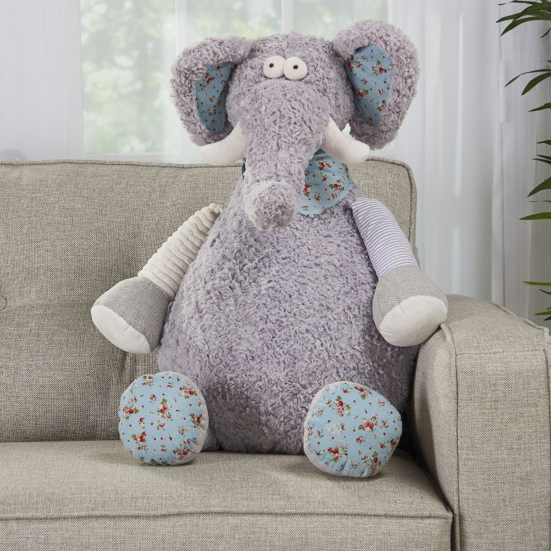 Mina Victory Elephant Plush Toy Grey 22" x 26" Stuffed Animal