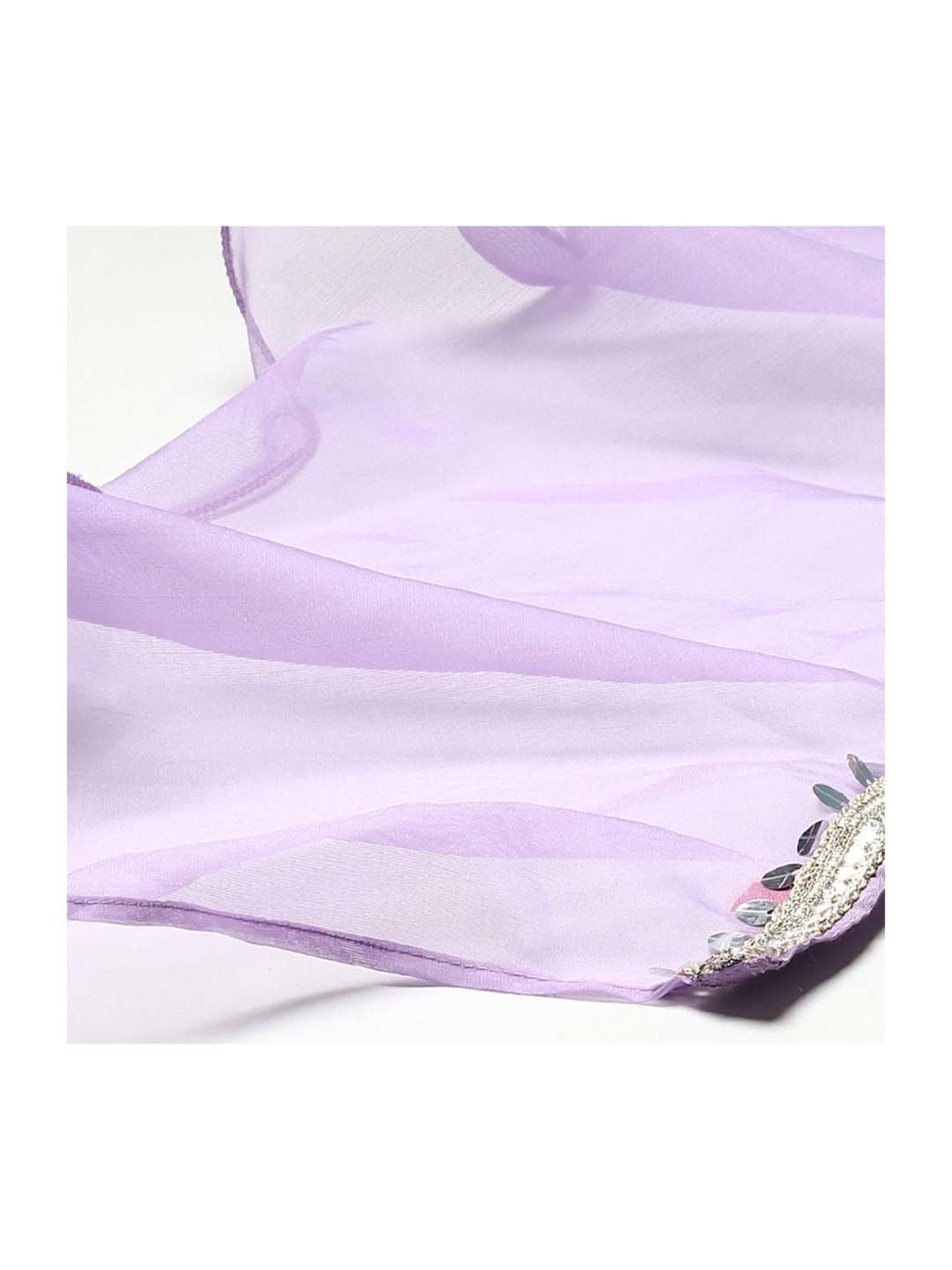 BIBA Girls Purple Embroidered Lehenga Set