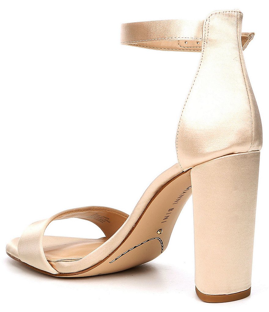 Gianni Bini Joenah Satin Ankle Strap Block Heel Dress Sandals