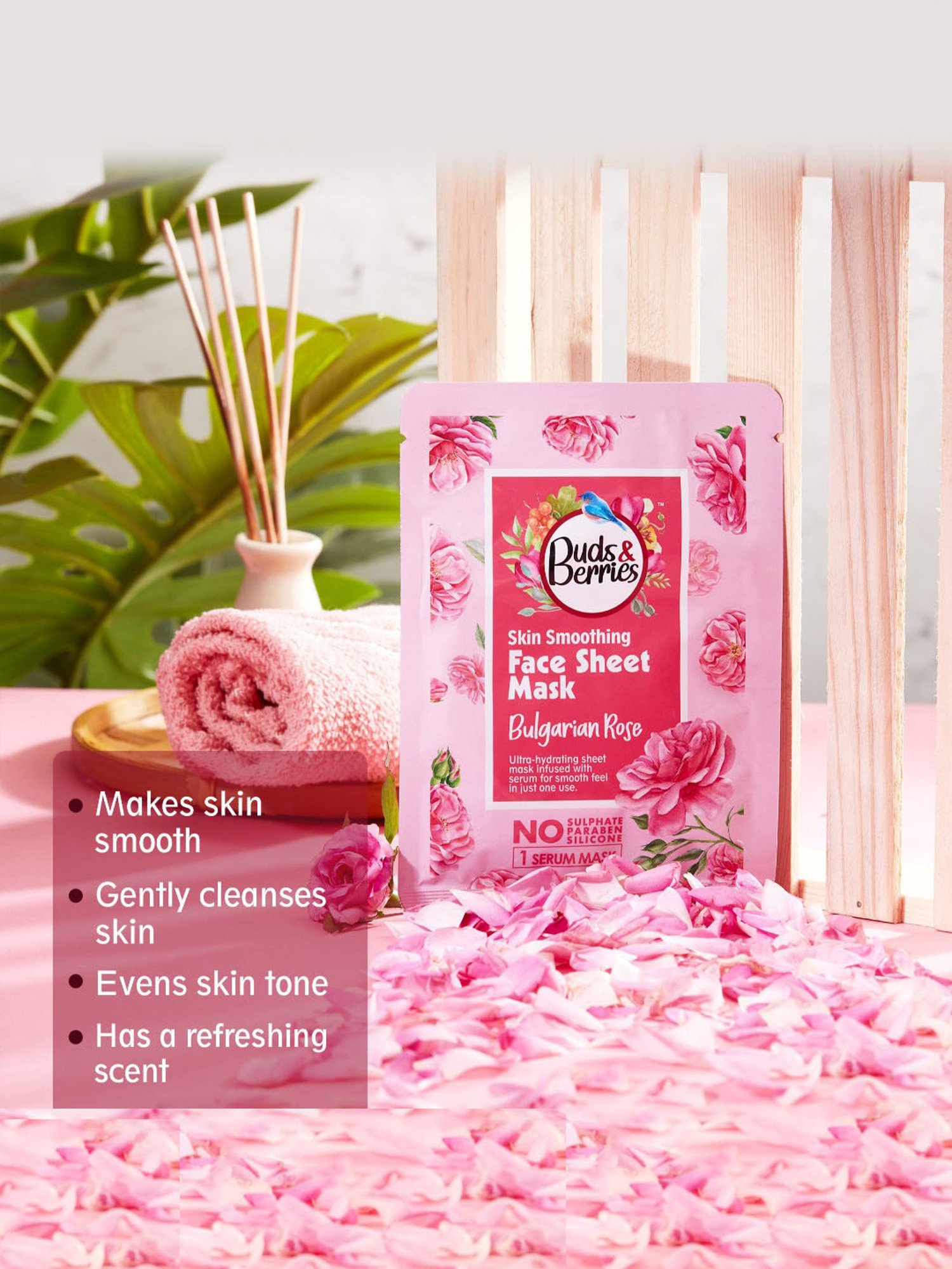 Buds & Berries Bulgarian Rose Skin Smoothing Face Sheet Mask