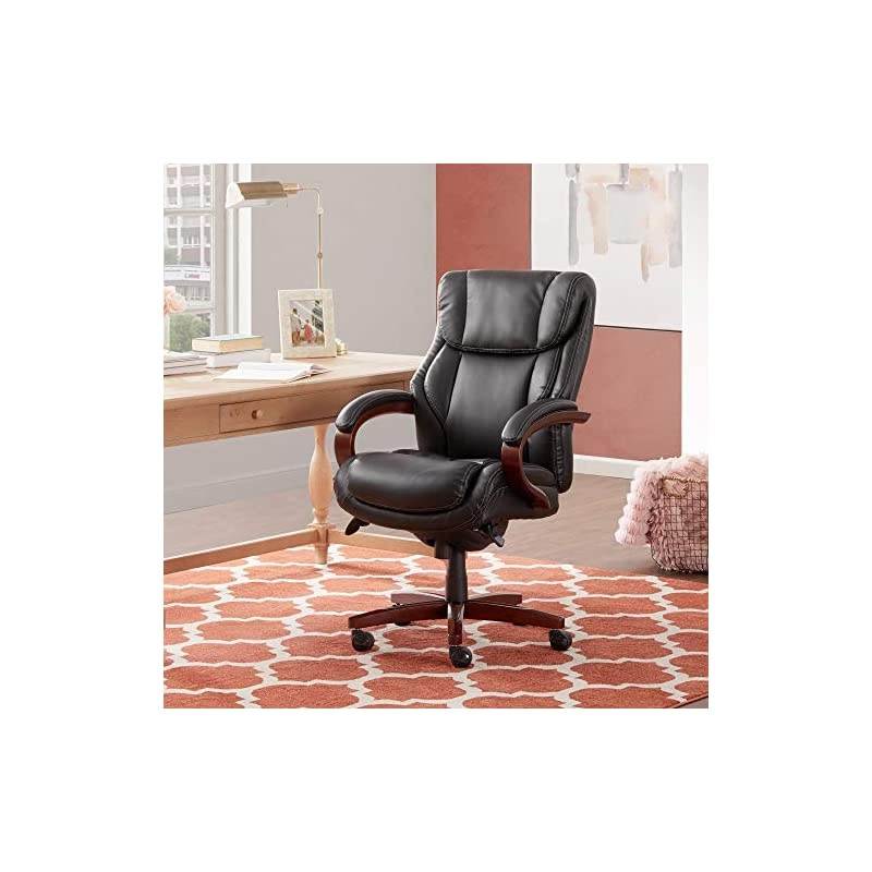 45783A Bellamy Bonded Leather Executive Office Chair with Memory Foam Cushions, Black