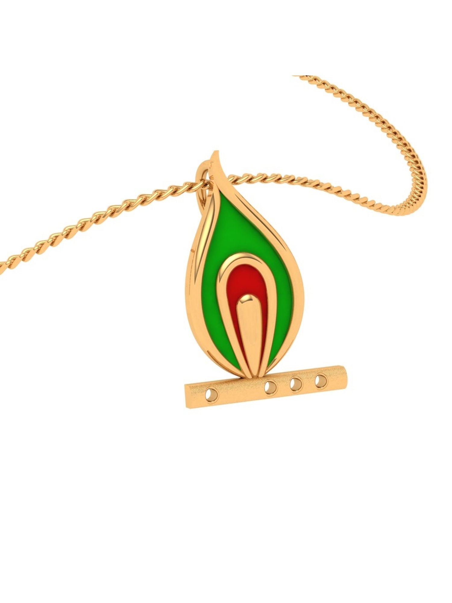 P.C. Chandra Jewellers 18k Yellow Gold Predominant Peacock Feather Pendant