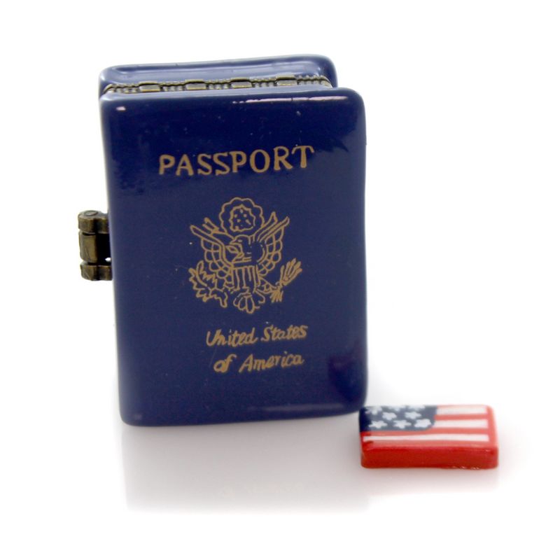 Hinged Trinket Box 0.75" Passport Usa United States Flag  -  Decorative Figurines