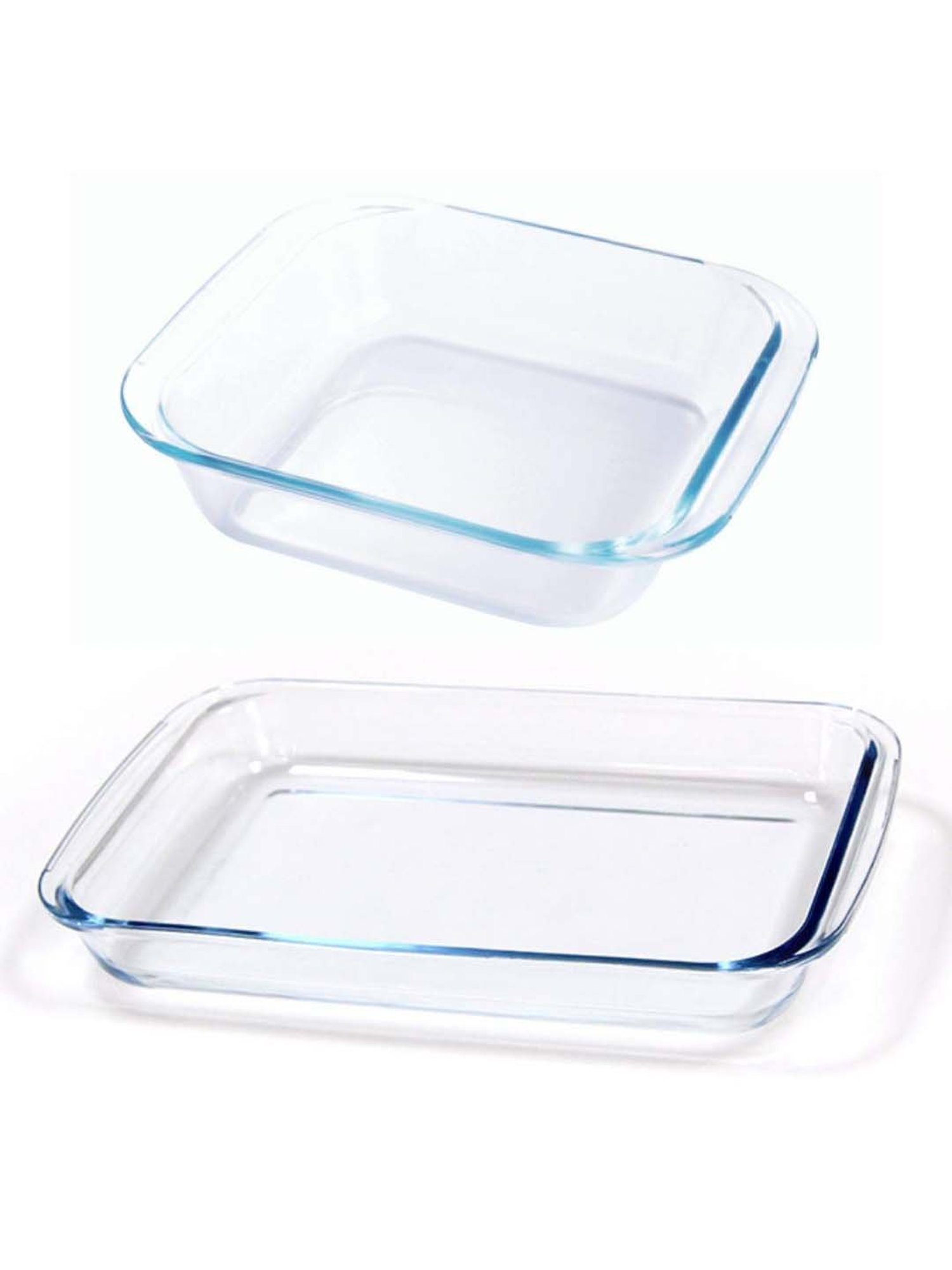 Femora Transparent Borosilicate Glass Square Dishes (1600 ml, 1700 ml) - Set of 2