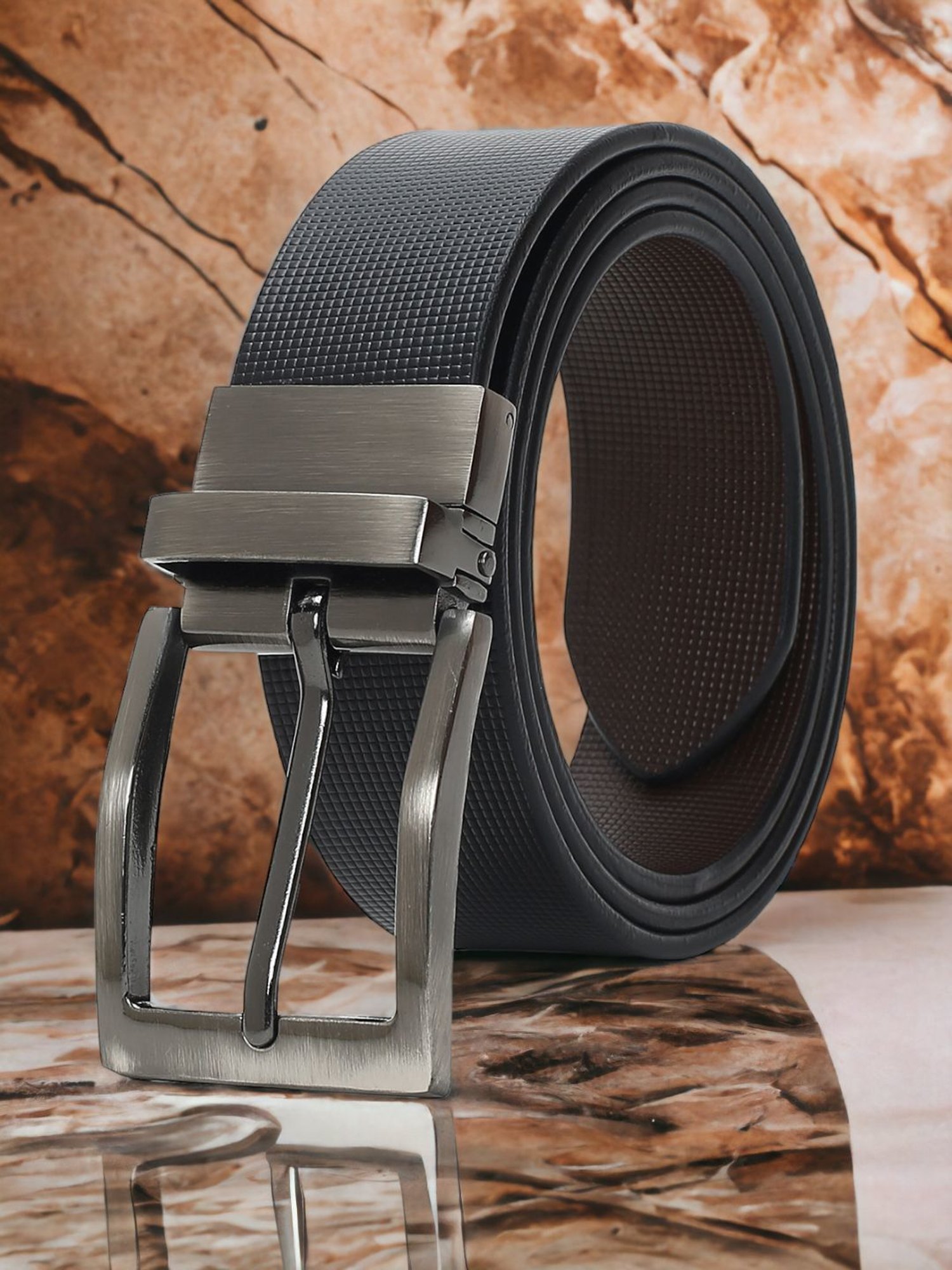 Crusset Black Leather Formal Belt for Men