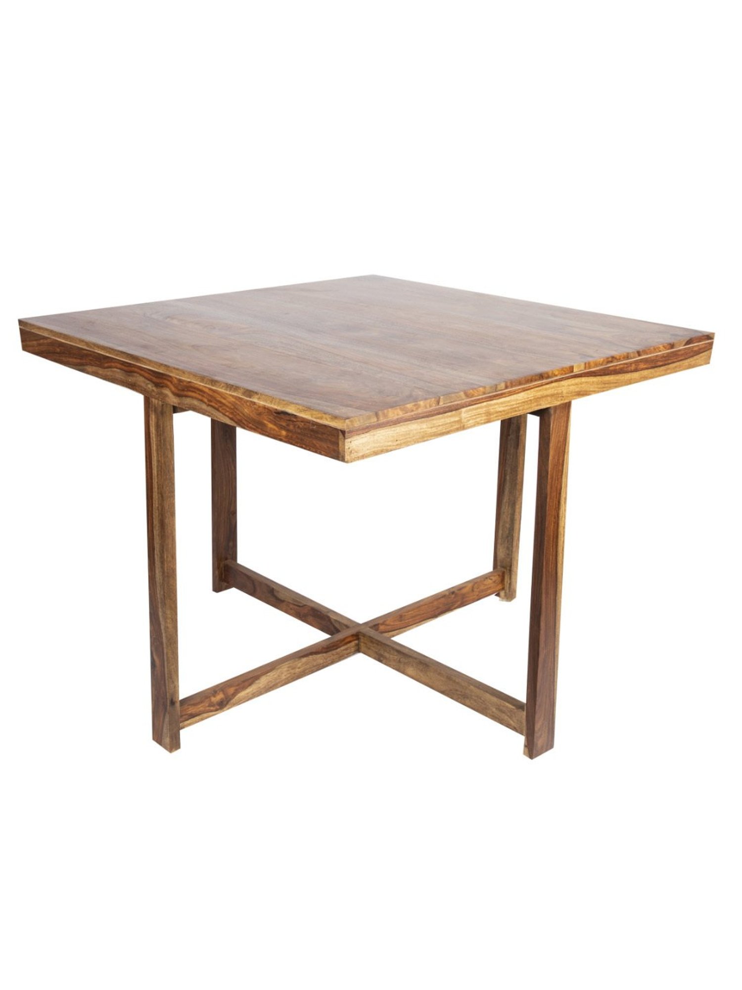 Ikiriya Kingston Solid Brown & Beige Wood 4 Seater Dining Table Set Teak Finish