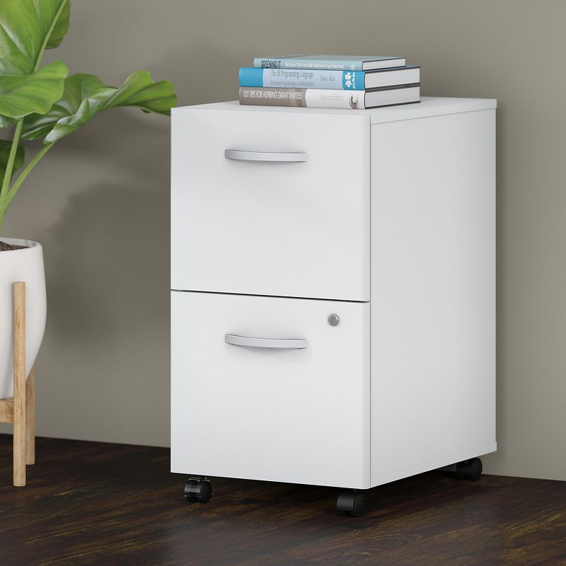 Bush Studio C White 16W 2 Drawer Mobile Pedestal - Assembled SCF116WHSU