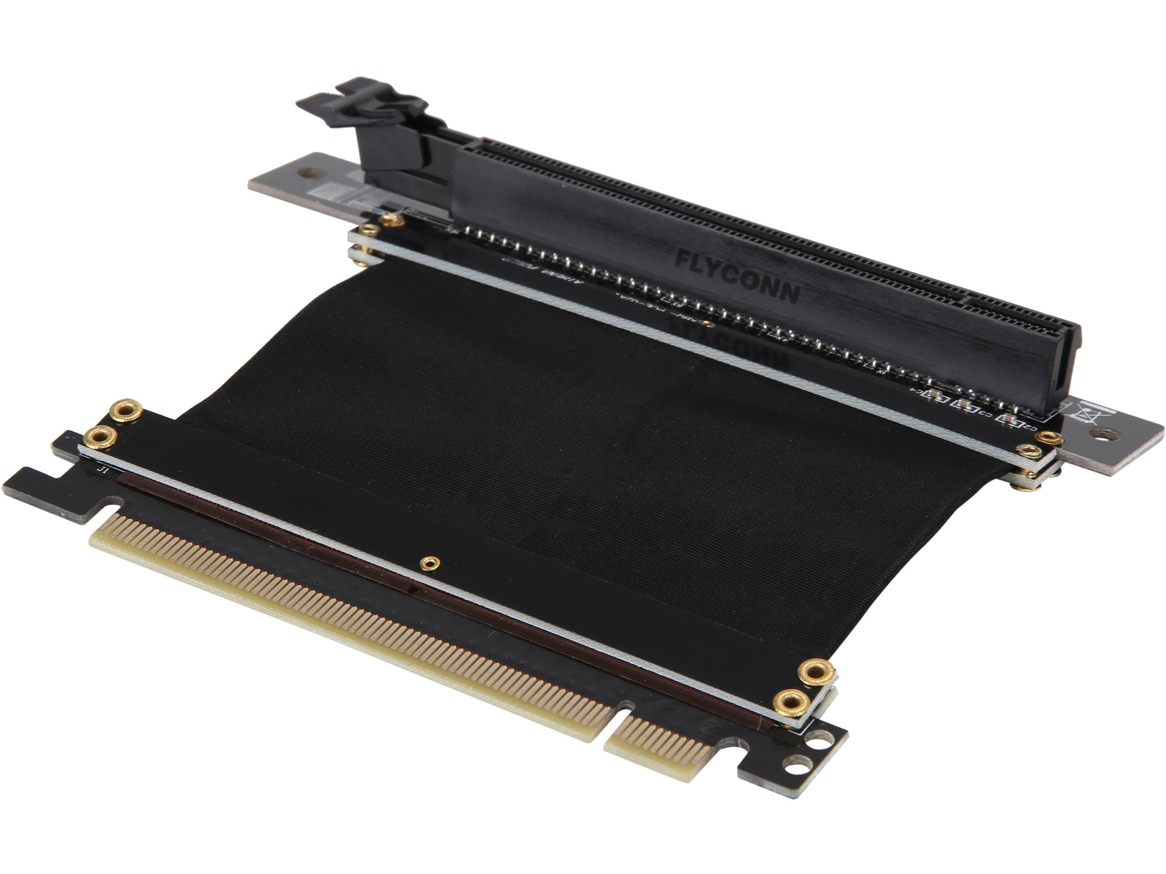 Athena Power CABLE-PCIE16A1-L5V2 Focus 1U/2U Chassis, 50mm Straight PCI-E x16 PCIe 3.0 High Quality Flexible EMI Shielded Ribbon 90-Degree Left Angle Riser Cable