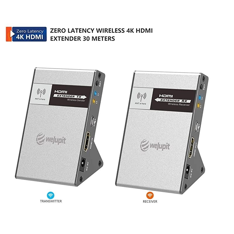 Zero Latency Wireless 4k 30Hz HDMI Extender Transmitter and Receiver, Up to 100ft 4kx2k @30Hz HDCP 1.4 2.2 with CEC Function for Desktop Computer, Laptop, Gaming and Live TV (WJEXT15-4)