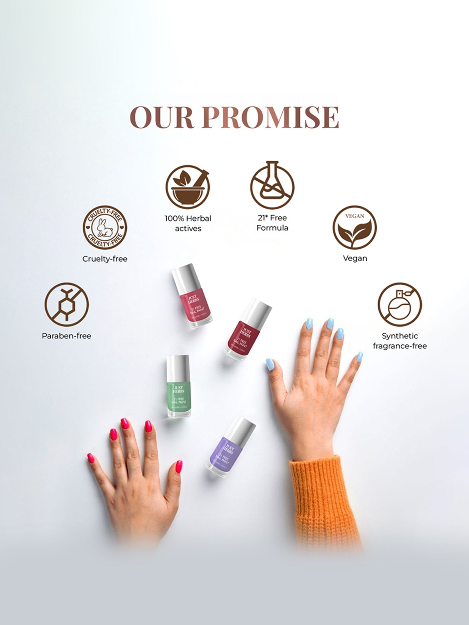 JUST HERBS 21 Free Nail Paint Wild Indian Rose - 6 ml