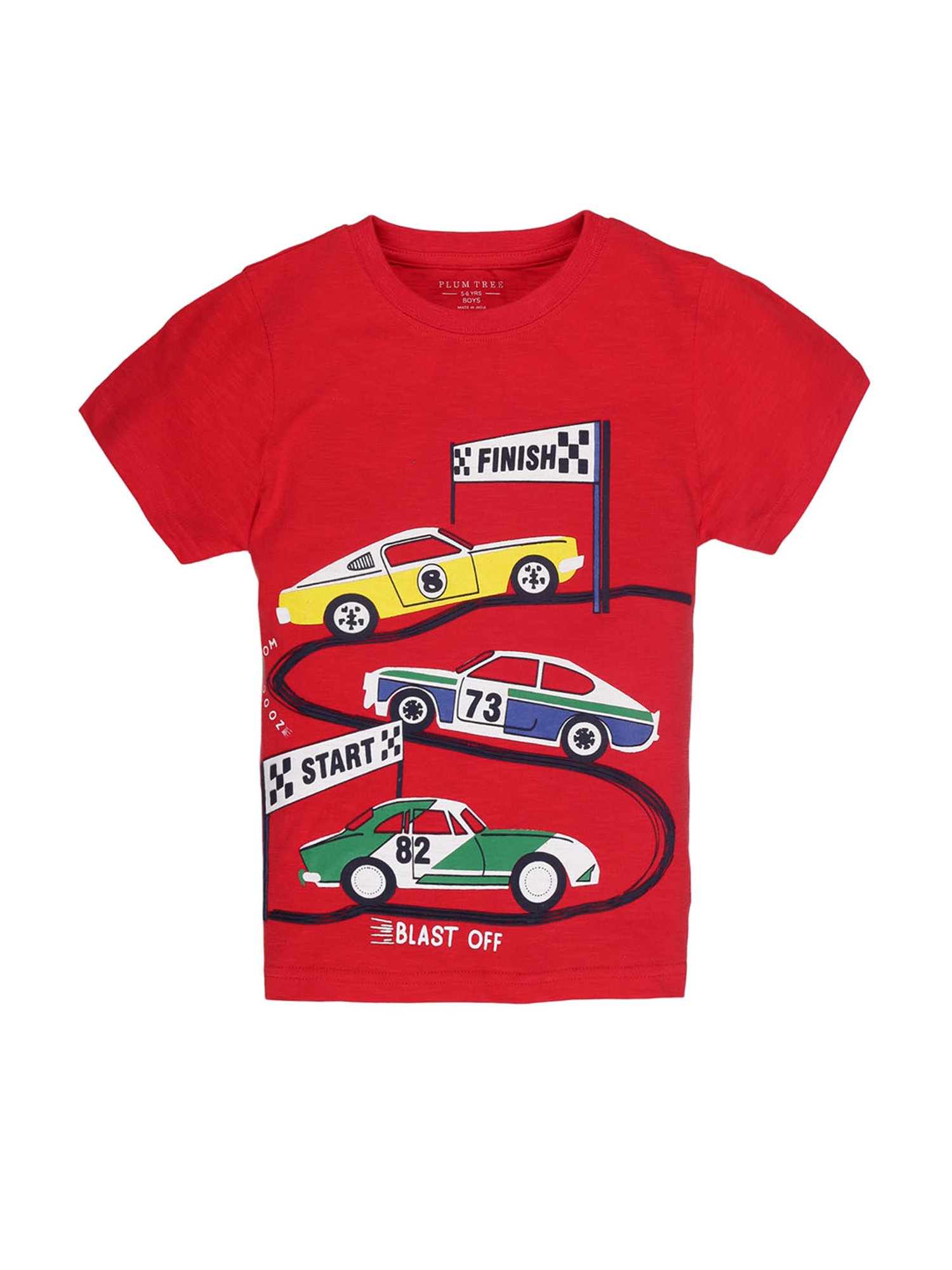 Plum Tree Kids Red & Off White Printed T-Shirt (Pack Of 2)