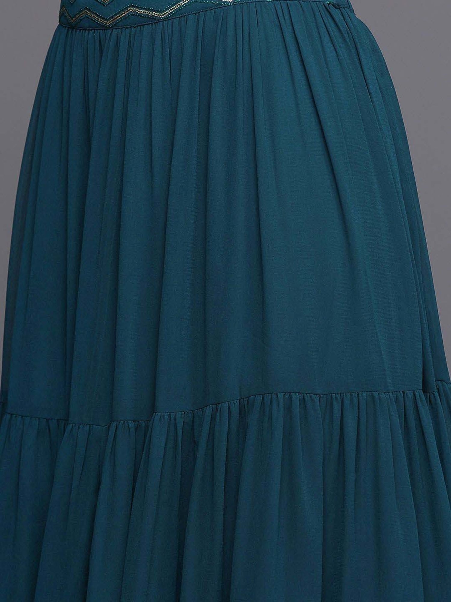 Libas Blue Plain Lehenga Choli Set