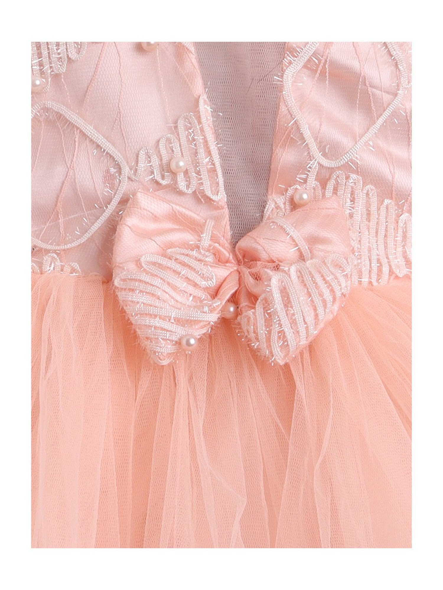 Many Frocks Kids Peach Embellished Dress