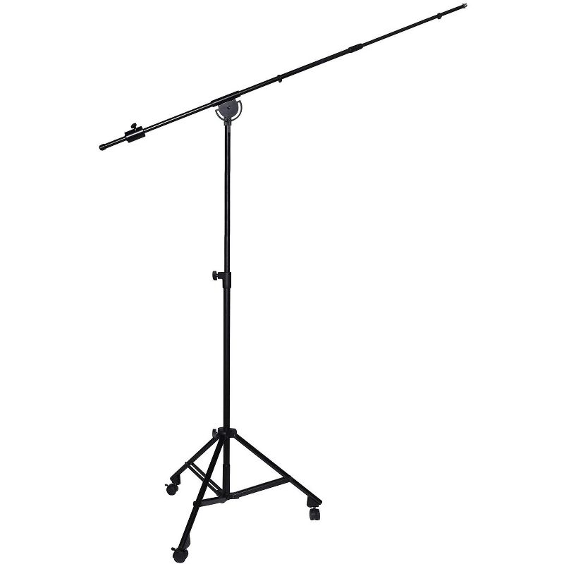 LyxPro Professional Microphone Stand Heavy Duty 90&rdquo; Studio Overhead Boom Stand with Rolling Caster Wheels, 87&rdquo; Extra Long Telescoping Arm Mount, Foldable Tripod Legs & Adjustable Counterweight