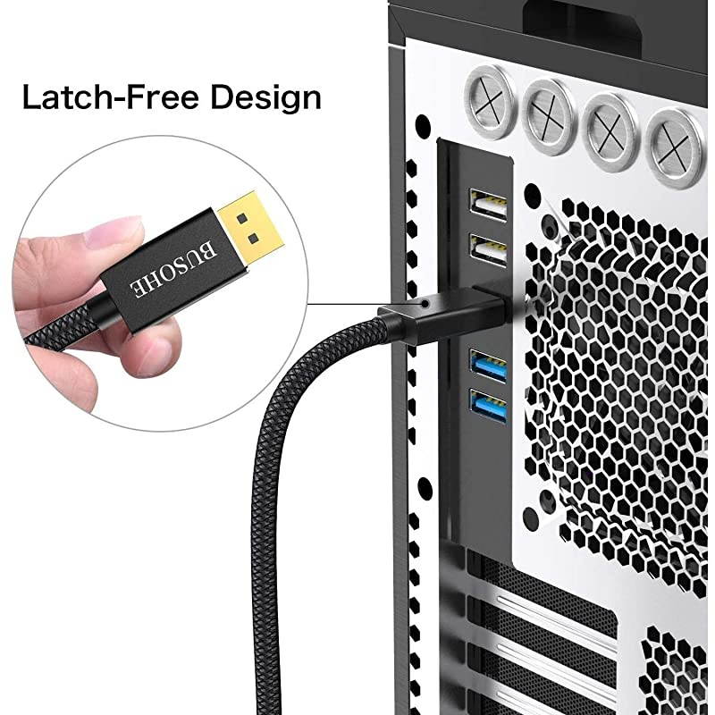 8K DisplayPort 14 Cable 6 Feet  Braided DisplayPort to DisplayPort Cable DP 14 Cable with 8K 60Hz 4K 144Hz and HBR3 Black