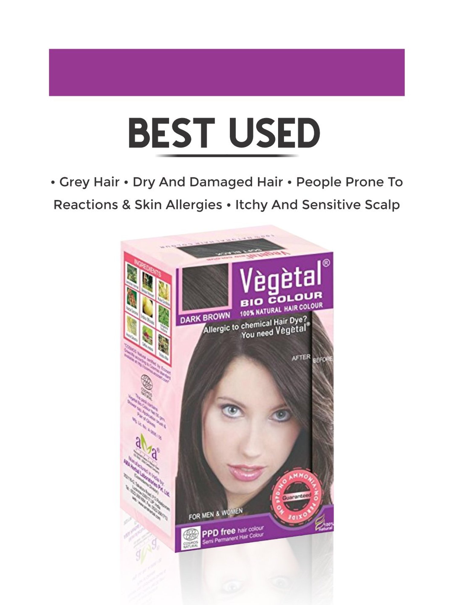 Vegetal Hair Bio Color Dark Brown - 50 gm