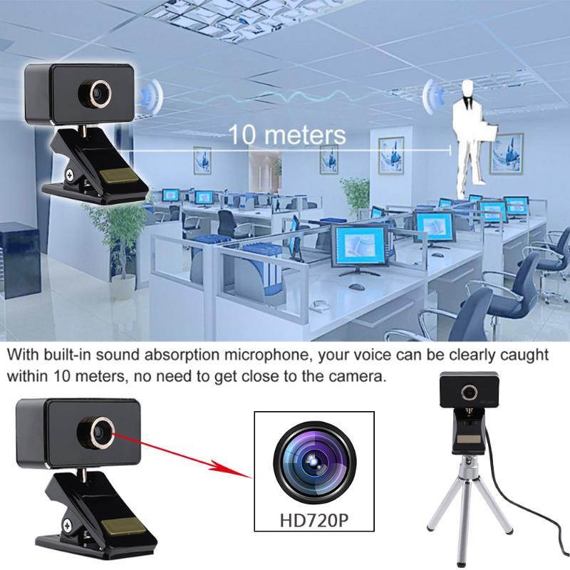 360 Degree Rotated web cam 720P High Definition 1MP PC USB Webcam Computer Camera Built-in Microphone with Tripod Stand