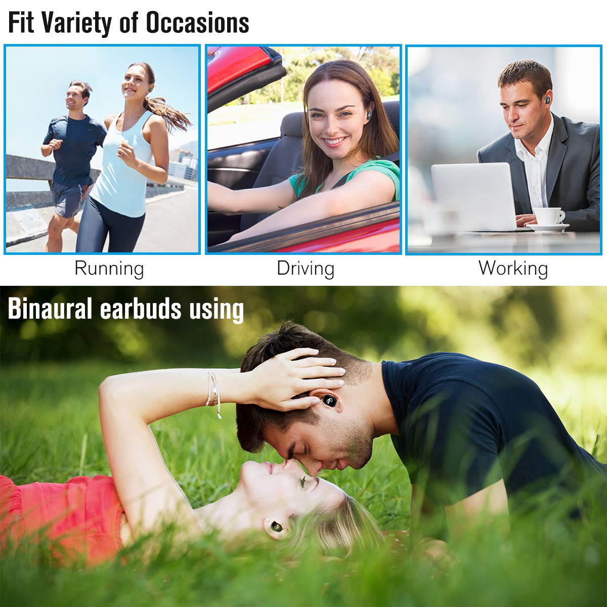 Bluetooth Wireless Earbuds, Sport Headphones Wireless HiFi Sound, Bluetooth 5.0 TWS Headphones 80H Playtime, Dual Built-in Mic, Auto Pairing with 2600mAh Charging Case Power bank, Waterproof Wireless