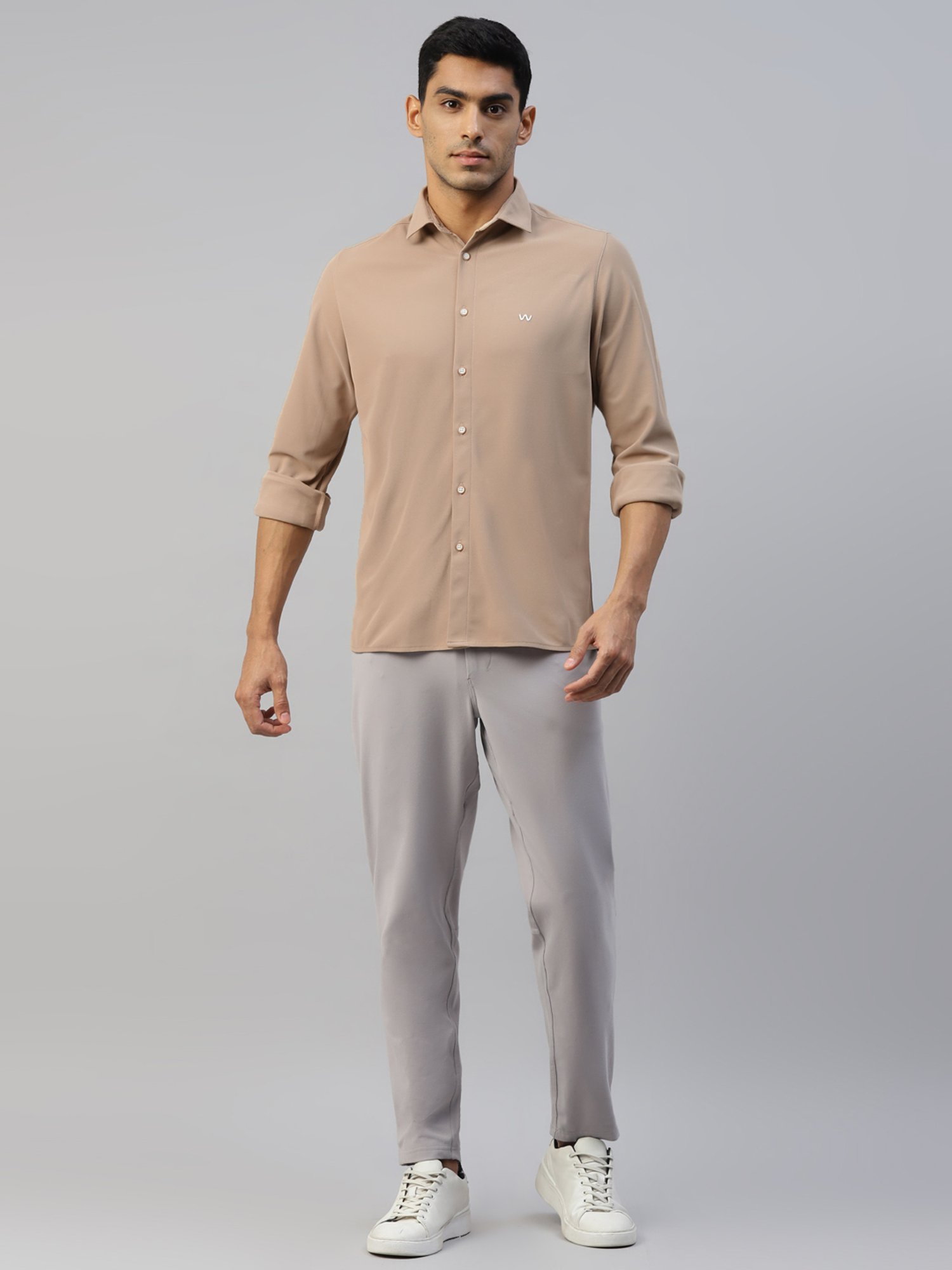 Slowave Beige Slim Fit Shirt