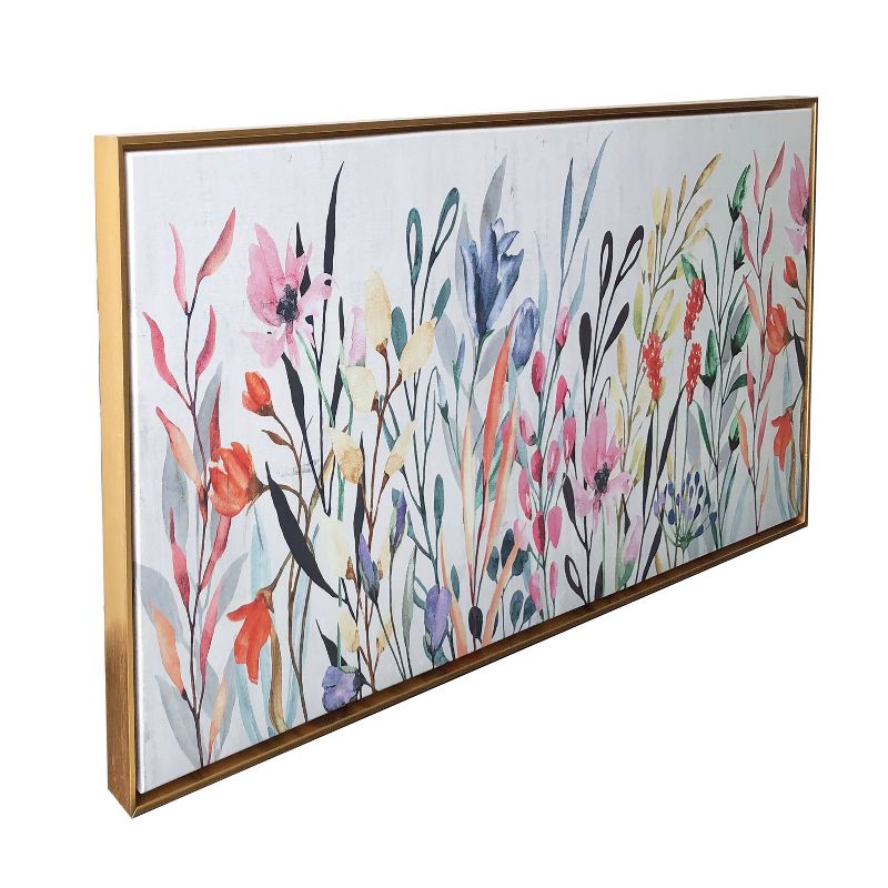 19" x 45" Colorful Wildflower Floating Framed Wall Canvas - Gallery 57