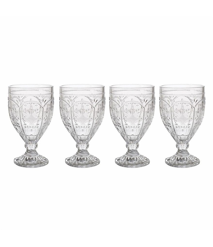 Fitz and Floyd Trestle Clear Goblets, Set of 4