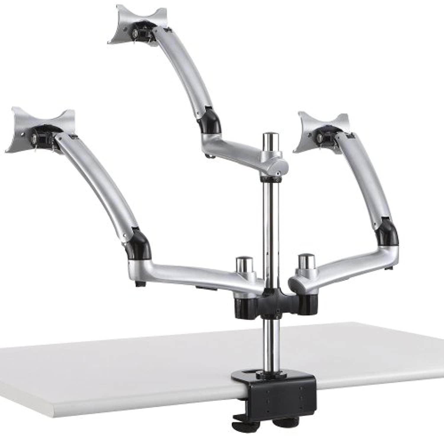 Cotytech Triple Apple Desk Mount Spring Arm 19.7-in Pole Clamp Base - Silver