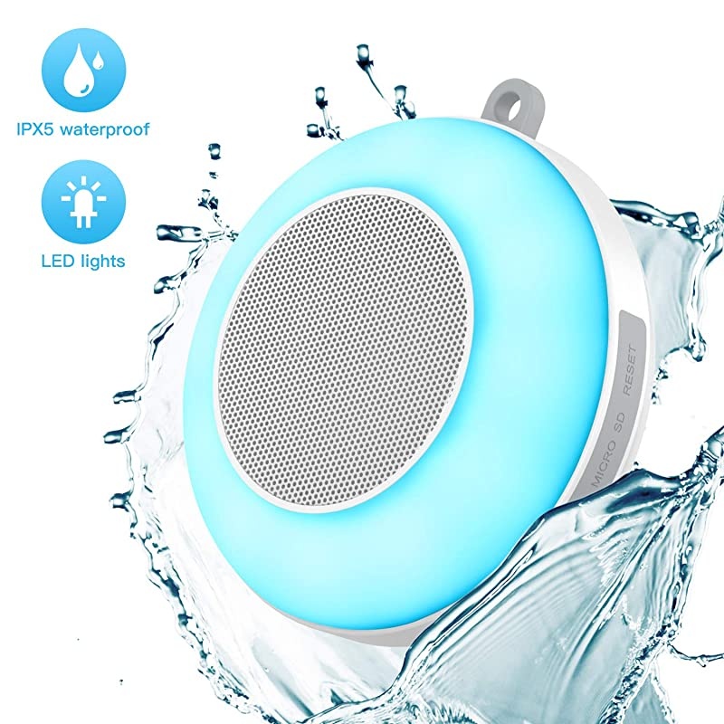 Waterproof Bluetooth Speaker  Shower Speaker Touch Control 3 Warm Light amp 7 Colors Night Light Portable Wireless Speaker with HD Sound8H PlayFMHandsFree for HomeOutdoor Travel