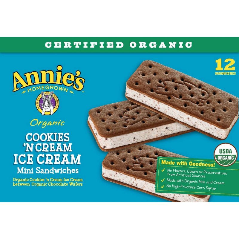 Annie's Cookies and Cream Ice Cream Sandwiches - 12ct