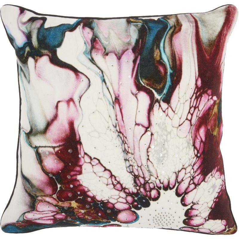 Mina Victory Luminecence Watercolor Flower Multicolor Throw Pillow - 18"X18"