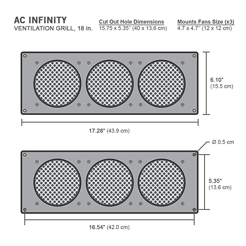 White Ventilation Grille 18", for PC Computer AV Electronic Cabinets, Replacement Grille for AIRPLATE S9/T9