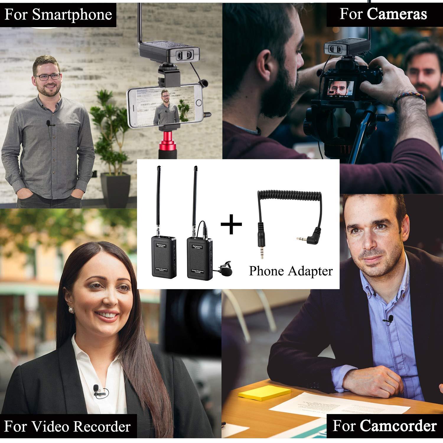 Wireless Lavalier Microphone fo iPhone 11 X 8 8 Plus 7 7 Plus 6 6s, Saramonic Lapel Mic System for iOS Smartphone iPad DSLR Cameras Camcorder Canon 6D Nikon Sony DV Recoder YouTube Vlog