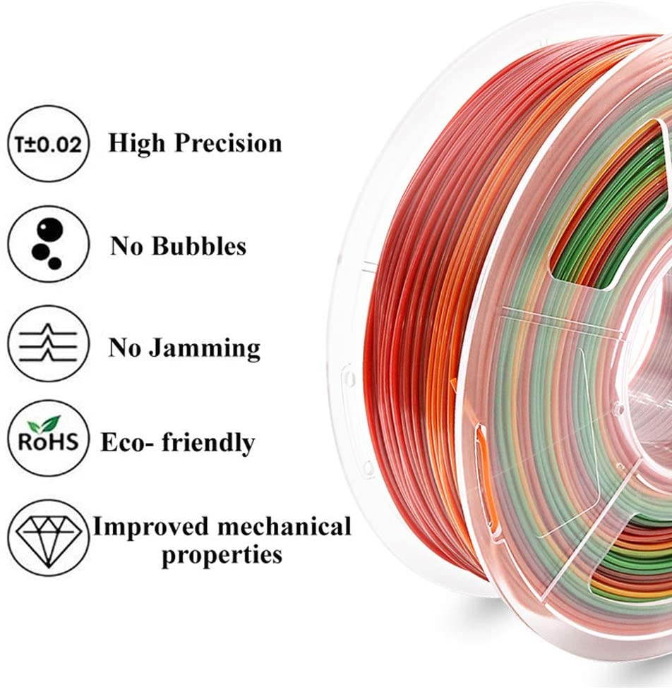 Aystkniet PETG Filaments 1.75mm, Premium 3D Printer Rainbow Filament Dimensional Accuracy +/- 0.02 mm, 1KG 2.2LBS Spool Printing Consumables, Fit Most FDM Printer
