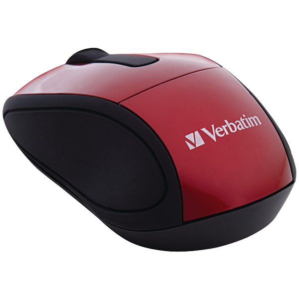 Cordless Optical Computer Mouse, Mini Travel, 3 Buttons, 2.4 GHz (Red)