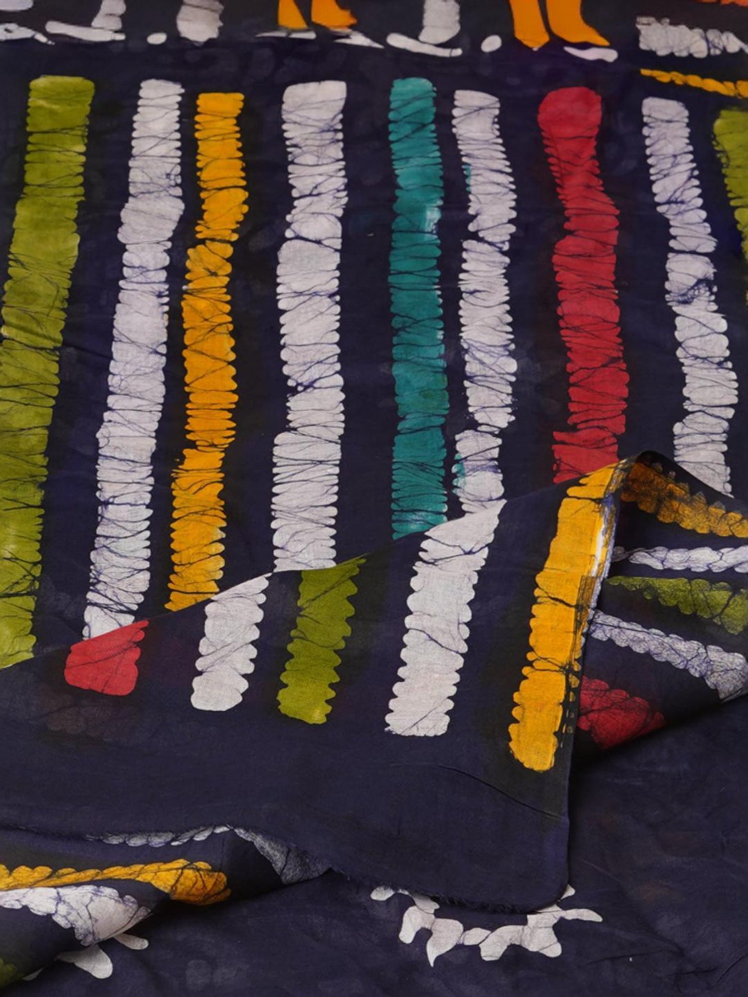 Unnati Silks Navy Cotton Printed Saree With Unstitched Blouse