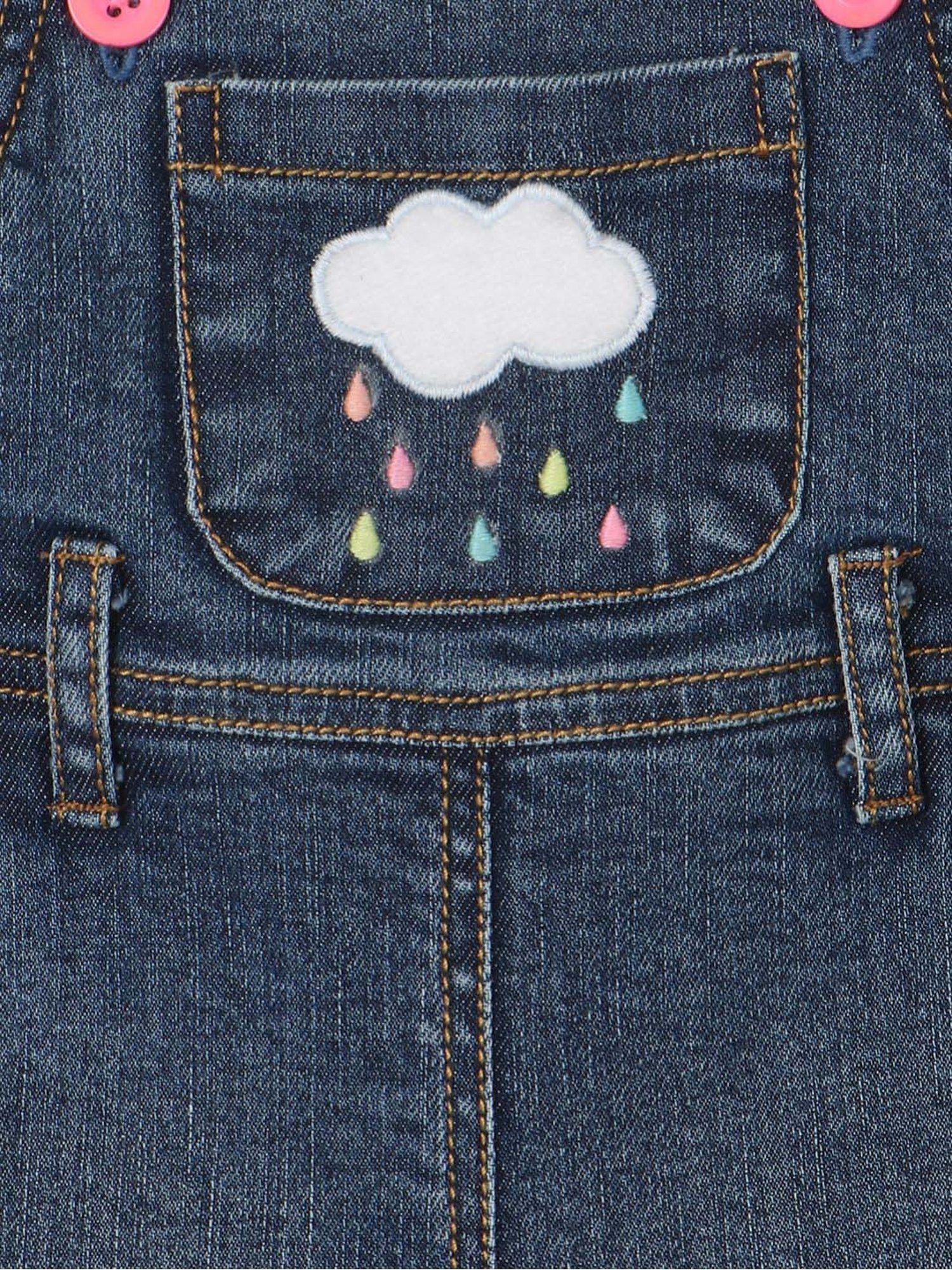 Nauti Nati Kids Blue Cotton Applique Dungaree