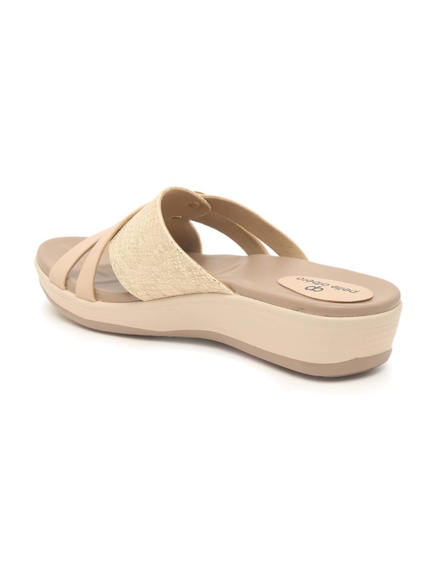 Pelle Albero Women's Beige Cross Strap Wedges