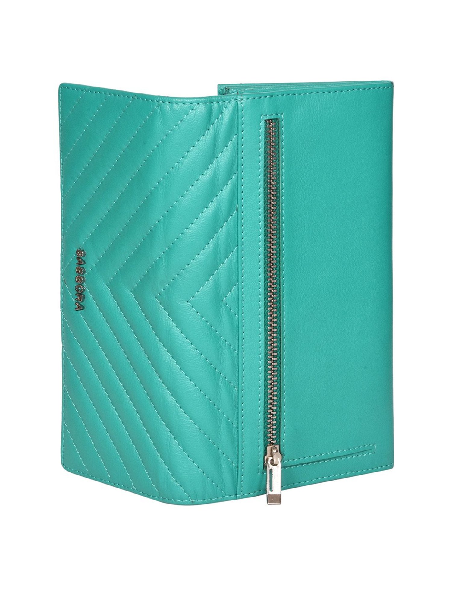 SASSORA Blue Quilted Rfid Wallet for Women